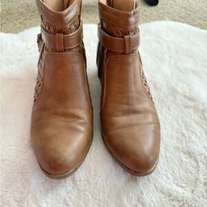 Brown Cut-Out Ankle Boots with Buckle Detail – Size 7.5